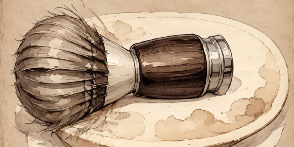 A wooden shaving brush with boar's hair bristles